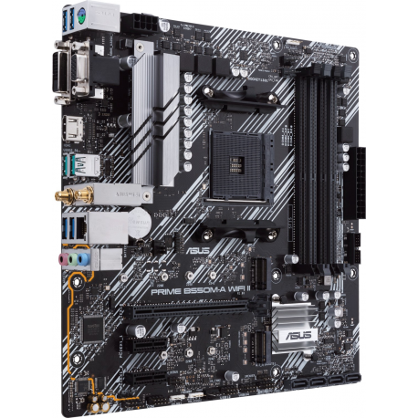 ASUS PRIME B550M-A WIFI II - Motherboard - micro ATX - Socket AM4 - AMD B550 Chipset - USB 3.2 Gen 1, USB 3.2 Gen 2 - Gigabit LAN, Wi-Fi 6, Bluetooth - onboard graphics (CPU required) - HD Audio (8-channel) - 1