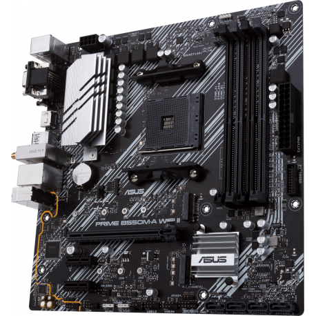 ASUS PRIME B550M-A WIFI II - Motherboard - micro ATX - Socket AM4 - AMD B550 Chipset - USB 3.2 Gen 1, USB 3.2 Gen 2 - Gigabit LAN, Wi-Fi 6, Bluetooth - onboard graphics (CPU required) - HD Audio (8-channel) - 3