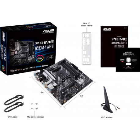 ASUS PRIME B550M-A WIFI II - Motherboard - micro ATX - Socket AM4 - AMD B550 Chipset - USB 3.2 Gen 1, USB 3.2 Gen 2 - Gigabit LAN, Wi-Fi 6, Bluetooth - onboard graphics (CPU required) - HD Audio (8-channel) - 6