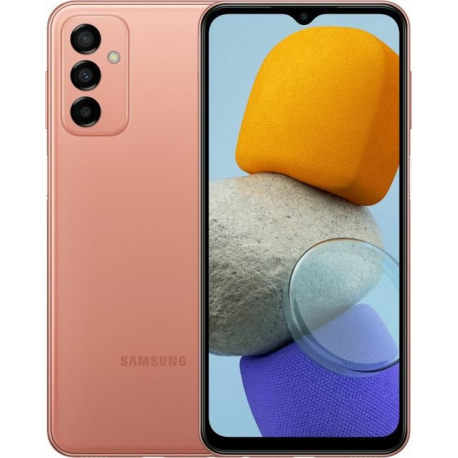 Samsung Galaxy M23 5G - 5G smartphone - dual-SIM - RAM 4 GB  /  128 GB - microSD slot - LCD display - 6.6" - 2408 x 1080 pixels (120 Hz) - 3x rear cameras 50 MP, 8 MP, 2 MP - front camera 8 MP - copper orange - 0