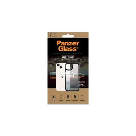 PanzerGlass SilverBullet - Black Edition - back cover for mobile phone - rugged - polycarbonate, polymethyl methacrylate (PMMA), 100% recycled thermoplastic polyurethane (TPU) - black frame, clear back - for Apple iPhone 13 - 1