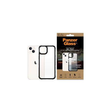 PanzerGlass SilverBullet - Black Edition - back cover for mobile phone - rugged - polycarbonate, polymethyl methacrylate (PMMA), 100% recycled thermoplastic polyurethane (TPU) - black frame, clear back - for Apple iPhone 13 - 2