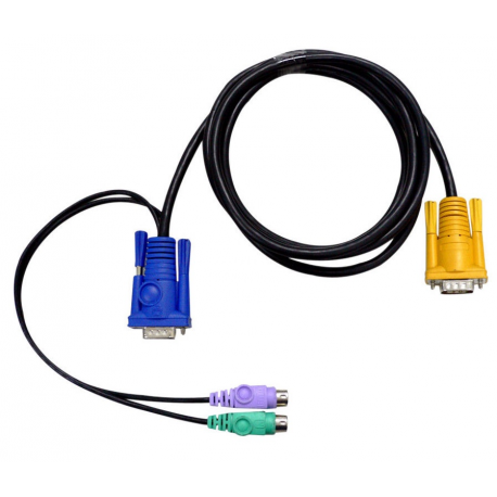 ATEN 2L-5202P - Keyboard  /  video  /  mouse (KVM) cable - 15 pin SPHD (M) to PS / 2, HD-15 (VGA) (M) - 1.8 m - for KVM on the NET CS1708i, CS1716i; Maxiport ACS1208A, ACS1216A; Slideaway ACS1216AL - 0