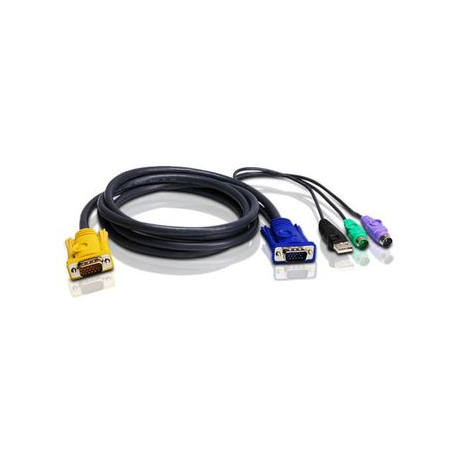 ATEN 2L-5302UP - Keyboard / video / mouse (KVM) cable - USB, PS/2, HD-15 (VGA) (M) to 18 pin SPHD (M) - 1.8 m - 0