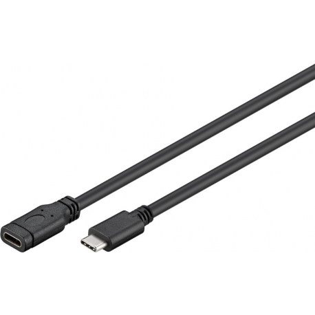 MicroConnect - USB extension cable - USB-C (M) to USB-C (F) - USB 3.1 - 3 A - 1 m - black, silver - 0