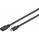 MicroConnect - USB extension cable - USB-C (M) to USB-C (F) - USB 3.1 - 3 A - 1 m - black, silver