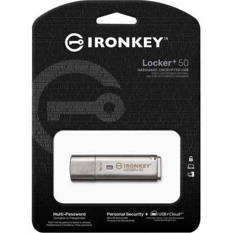 Kingston IronKey Locker+ 50 - USB flash drive - encrypted - 32 GB - USB 3.2 Gen 1 - 3