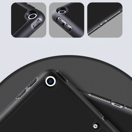 eSTUFF Pencil case - Screen cover for tablet - polyurethane leather, thermoplastic polyurethane (TPU) - black - 10.2" - for Apple 10.2-inch iPad (7th generation) - 4