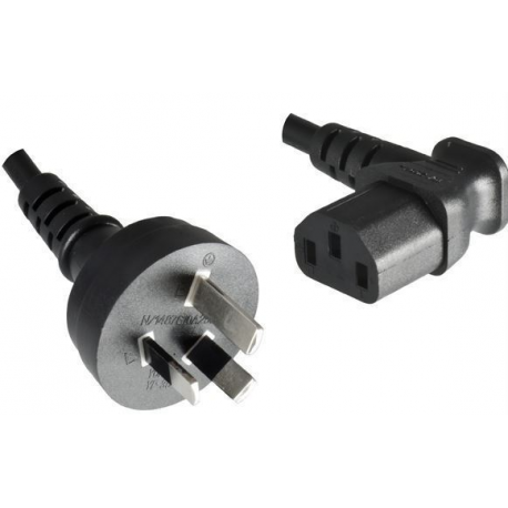 MicroConnect - Power cable - Type I (M) straight to IEC 60320 C13 angled - AC 250 V - 1.8 m - black - 0