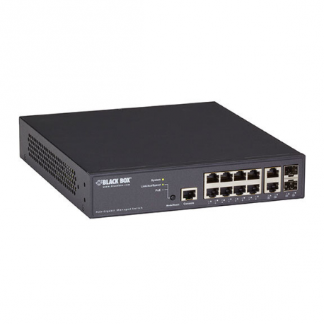 Black Box LPB2900 Series Gigabit PoE+ Managed Switch with MediaCento Controller - Switch - Managed - 8 x 10 / 100 / 1000 (PoE+) + 2 x combo SFP + 2 x 10 / 100 / 1000 - desktop - PoE+ (130 W) - AC 100 / 230 V - TAA Compliant - 0