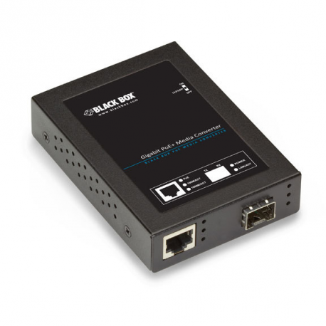 Black Box PoE+ PSE Media Converter - Fibre media converter - GigE - 10Base-T, 100Base-TX, 1000Base-T, 1000Base-X - RJ-45 / SFP (mini-GBIC) - 0