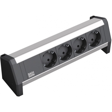 Bachmann DESK 1 - Power strip - AC 230 V - input: GST18 - output connectors: 4 - Germany - black, anodised aluminium - 0