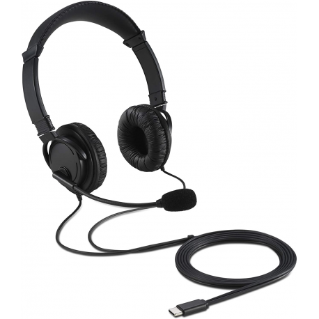 Kensington Hi-Fi USB-C Headphones with Mic - Headset - on-ear - wired - USB-C - black - 0
