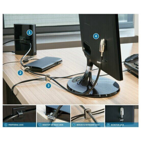 Kensington Desktop and Peripherals Standard Keyed Locking Kit 2.0 - Security cable lock - 2.4 m - 5