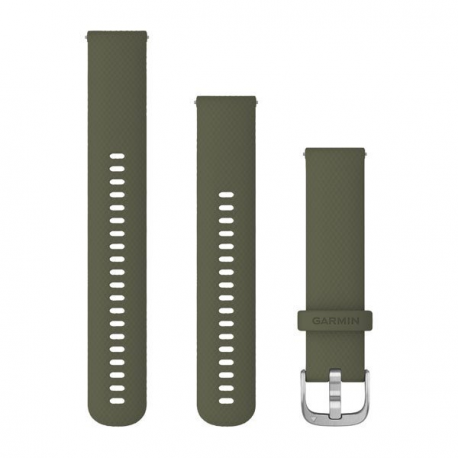 Garmin Quick Release Band - Strap for smart watch - 125-218 mm - moss with silver hardware - for Approach S40; Forerunner 245, 55, 645; Venu; vívoactive 3; vívomove 3, HR, Luxe, Style - 0