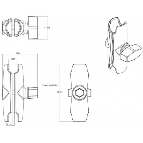 UNPKD RAM DOUBLE SOCKET ARM, - 4