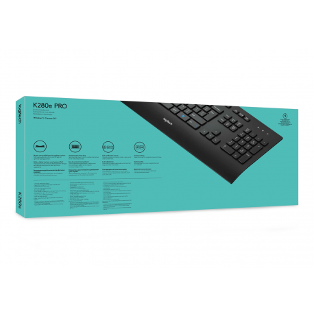 Logitech K280e - Keyboard - USB - German - black - 8