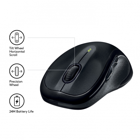 Logitech M510 - Mouse - right-handed - laser - 5 buttons - wireless - 2.4 GHz - USB wireless receiver - black - 5