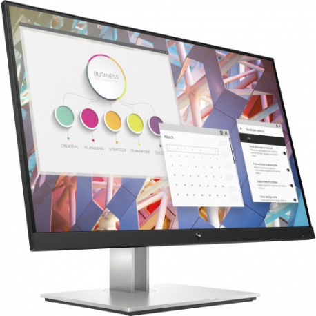 HP E24 G4 - E-Series - LED monitor - 24" (23.8" viewable) - 1920 x 1080 Full HD (1080p) @ 60 Hz - IPS - 250 cd / m² - 1000:1 - 5 ms - HDMI, VGA, DisplayPort - silver (stand), black head - for HP EliteBook 745 G5, 830 G5, 830 G6, 840 G5, 840 G6 - 0
