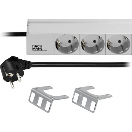 Bachmann - Power strip (rack-mountable) - output connectors: 9 - 1U - 19" - 2 m - light grey - 1