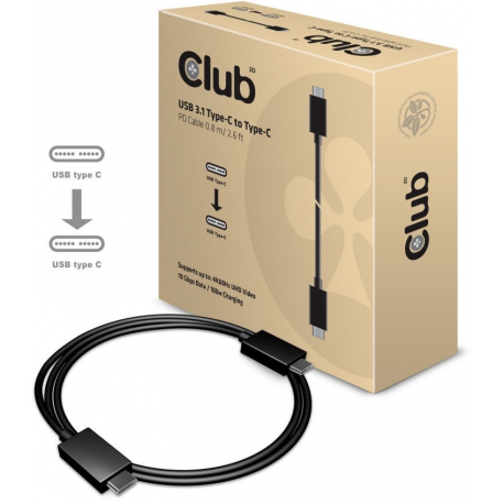 Club 3D CAC-1522 - USB cable - USB-C (M) to USB-C (M) - USB 3.1 Gen 2 - 80 cm - reversible C connector - 0