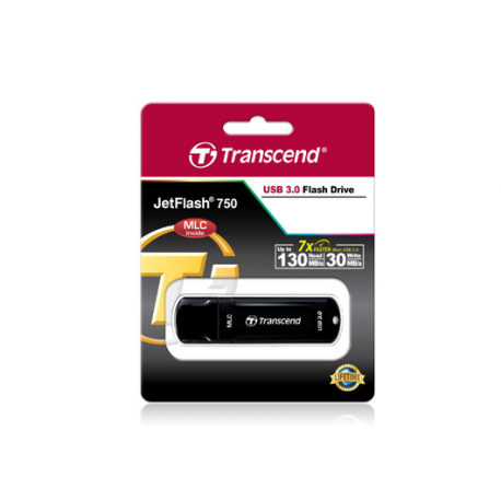 Transcend JetFlash Endurance Series 750 - USB flash drive - 16 GB - USB 3.0 - piano black - 1
