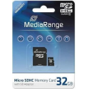 MediaRange - Flash memory card (microSDHC to SD adapter included) - 32 GB - Class 10 - microSDHC - black