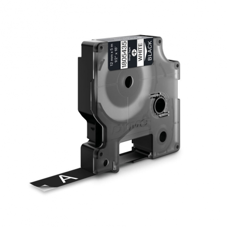 DYMO Rhino Coloured Vinyl - Vinyl - permanent adhesive - white on black - Roll (1.2 cm x 5.5 m) 1 cassette(s) tape - for DYMO ILP219; Rhino 4200, 5000, 5200, 6000; RhinoPRO 3000, 5000, 6000, 6500 - 3