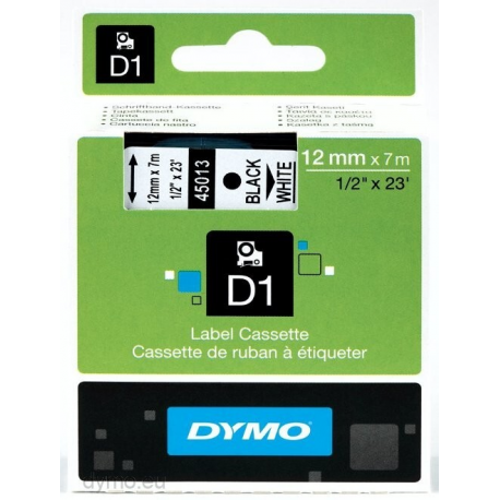 DYMO D1 - Self-adhesive - black on white - Roll (1.2 cm x 7 m) 1 cassette(s) label tape - for LabelMANAGER 100, 160, 210, 220, 260, 280, 300, 360, 420, Wireless PnP; LabelPOINT 250 - 5
