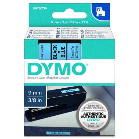 DYMO D1 - Self-adhesive - black on blue - Roll (0.9 cm x 7 m) 1 cassette(s) label tape - for LabelMANAGER 120P, 210D, 220P, 350D, 450D; LabelPOINT 250, 350 - 0