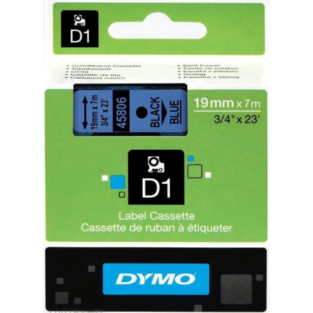 DYMO D1 - Self-adhesive - black on blue - Roll (1.9cm x 7m) 1 cassette(s) label tape - for LabelMANAGER 360, 400, 420, 450, 500, PC, PC2, Wireless PnP; LabelPOINT 300, 350 - 0