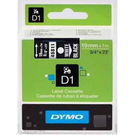 DYMO D1 - Self-adhesive - white on black - Roll (1.9cm x 7m) 1 cassette(s) label tape - for LabelMANAGER 360, 400, 420, 450, 500, PC, PC2, Wireless PnP; LabelPOINT 300, 350 - 0