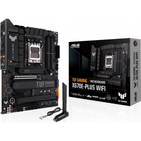 ASUS TUF GAMING X670E-PLUS WIFI - Motherboard - ATX - Socket AM5 - AMD X670 Chipset - USB 3.2 Gen 1, USB 3.2 Gen 2, USB-C Gen 2x2, USB-C 3.2 Gen2 - 2.5 Gigabit LAN, Wi-Fi, Bluetooth - onboard graphics (CPU required) - HD Audio (8-channel) - 9