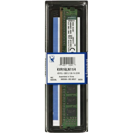 Kingston ValueRAM - DDR3L - module - 4 GB - DIMM 240-pin - 1600 MHz  /  PC3L-12800 - CL11 - 1.35  /  1.5 V - unbuffered - non-ECC - 2