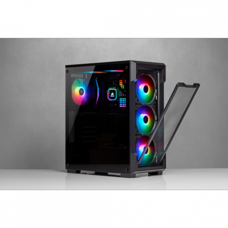 Corsair Airflow Tempered Glass Mid-Tower Smart Case iCUE 220T RGB Side window, Mid-Tower, Black, Power supply included No, Stee