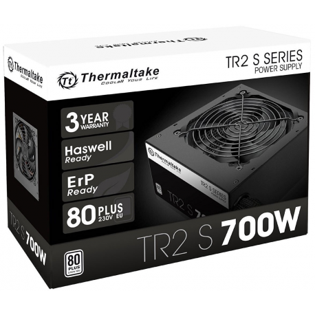 Thermaltake TR2 S 700W - Power supply (internal) - ATX12V 2.3/ EPS12V - 80 PLUS - AC 230 V - 700 Watt - active PFC - Europe - black - 7