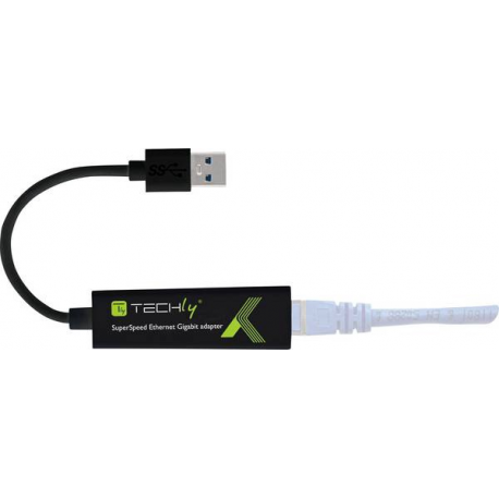TECHly IDATA USB-ETGIGA3T2 - Network adapter - USB 3.0 - Gigabit Ethernet x 1 - black - 3
