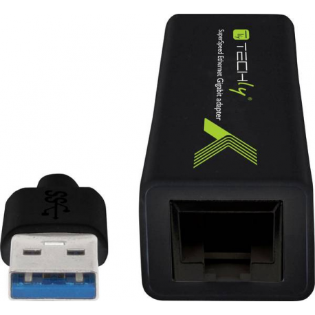 TECHly IDATA USB-ETGIGA3T2 - Network adapter - USB 3.0 - Gigabit Ethernet x 1 - black - 5