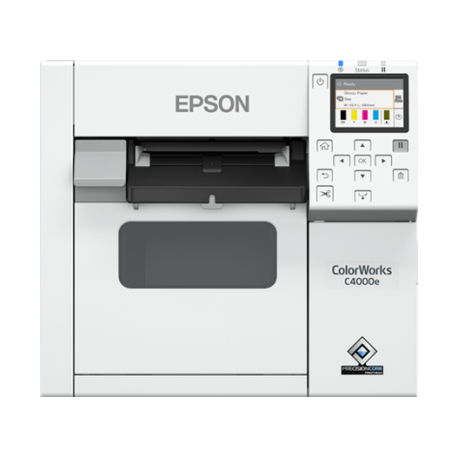 Epson ColorWorks CW-C4000E (MK) - Label printer - colour - ink-jet - Roll (10.2cm) - 1200 x 1200 dpi - up to 100 mm / sec (mono) / up to 100 mm / sec (colour) - USB, USB host - cutter - 0