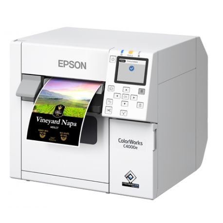 Epson ColorWorks CW-C4000E (MK) - Label printer - colour - ink-jet - Roll (10.2cm) - 1200 x 1200 dpi - up to 100 mm / sec (mono) / up to 100 mm / sec (colour) - USB, USB host - cutter - 1