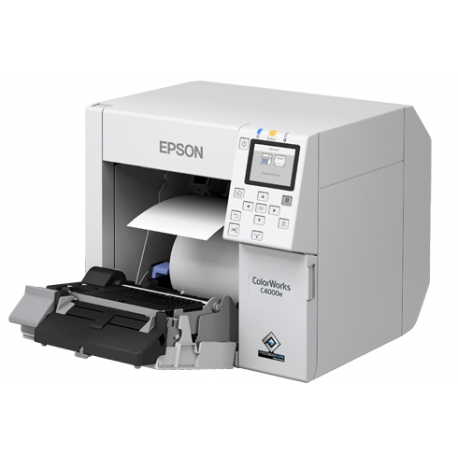 Epson ColorWorks CW-C4000E (MK) - Label printer - colour - ink-jet - Roll (10.2cm) - 1200 x 1200 dpi - up to 100 mm / sec (mono) / up to 100 mm / sec (colour) - USB, USB host - cutter - 2