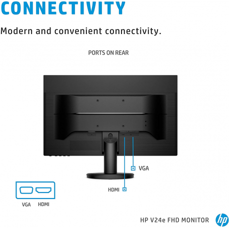 HP V24e Monitor - 23.8" 1920x1080 FHD AG 250-nits, LED IPS, VGA/HDMI, 1 years