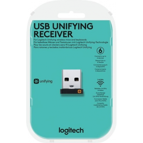 Logitech Unifying Receiver - Wireless mouse  /  keyboard receiver - USB - for Logitech M325, M505, M510, M515, M705, M905, Performance MX - 3