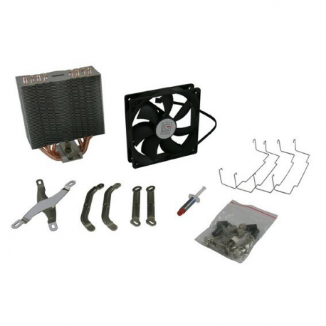 LC Power Cosmo Cool - Processor cooler - (for: LGA775, LGA1156, AM2, AM2+, LGA1366, AM3, LGA1155, AM3+, LGA2011, FM1, FM2, LGA1150, LGA2011-3, LGA1151) - aluminium - 120 mm - black / silver - 6