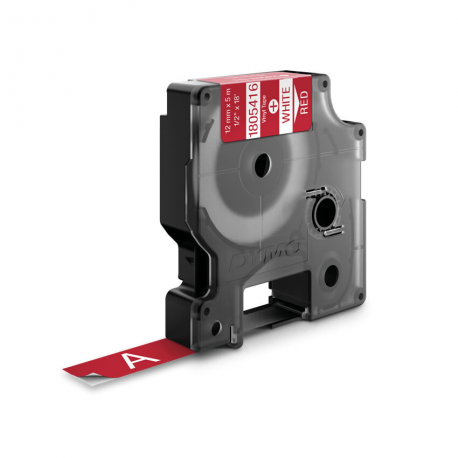DYMO Rhino - Vinyl - permanent adhesive - white on red - Roll (1.2 cm x 5.5 m) 1 cassette(s) tape - for Rhino 4200, 5000, 5200, 6000; RhinoPRO 3000 - 3