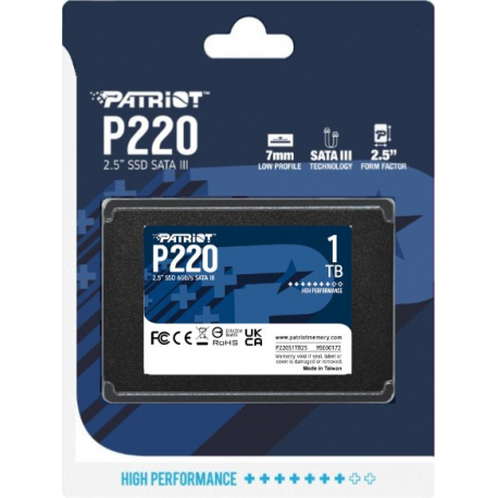 Patriot P220 - SSD - 1 TB - internal - 2.5" - SATA 3Gb / s - 3