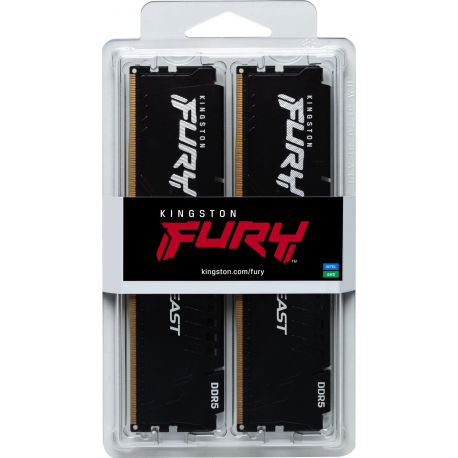 Kingston FURY Beast - DDR5 - kit - 16 GB: 2 x 8 GB - DIMM 288-pin - 6000 MHz  /  PC5-48000 - CL36 - 1.35 V - unbuffered - on-die ECC - black - 7