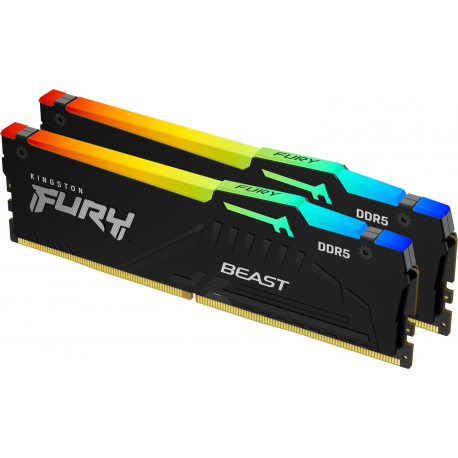 Kingston FURY Beast RGB - DDR5 - kit - 16 GB: 2 x 8 GB - DIMM 288-pin - 6000 MHz  /  PC5-48000 - CL36 - 1.35 V - unbuffered - on-die ECC - 1