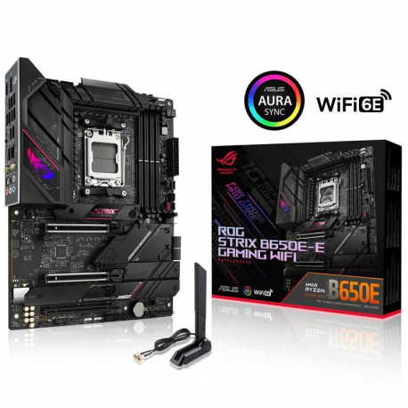ASUS ROG Strix B650E-E Gaming WiFi - Motherboard - ATX - Socket AM5 - AMD B650 Chipset - USB 3.2 Gen 1, USB 3.2 Gen 2, USB-C 3.2 Gen2, USB-C 3.2 Gen 2x2 - 2.5 Gigabit LAN, Wi-Fi 6, Bluetooth - onboard graphics (CPU required) - HD Audio (8-channel) - 9
