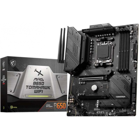 MSI MAG B650 TOMAHAWK WIFI - Motherboard - ATX - Socket AM5 - AMD B650 Chipset - USB 3.2 Gen 1, USB 3.2 Gen 2, USB-C 3.2 Gen2, USB-C 3.2 Gen 2x2 - 2.5 Gigabit LAN, Bluetooth, Wi-Fi - onboard graphics (CPU required) - HD Audio (8-channel) - 4